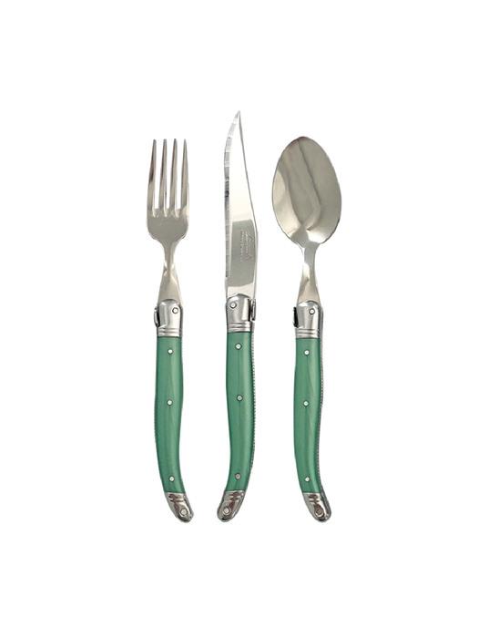 

LAGUIOLE Jangnéron Laguiole 1-Person Western Cutlery Set Green (3p) laguiole green cutlery