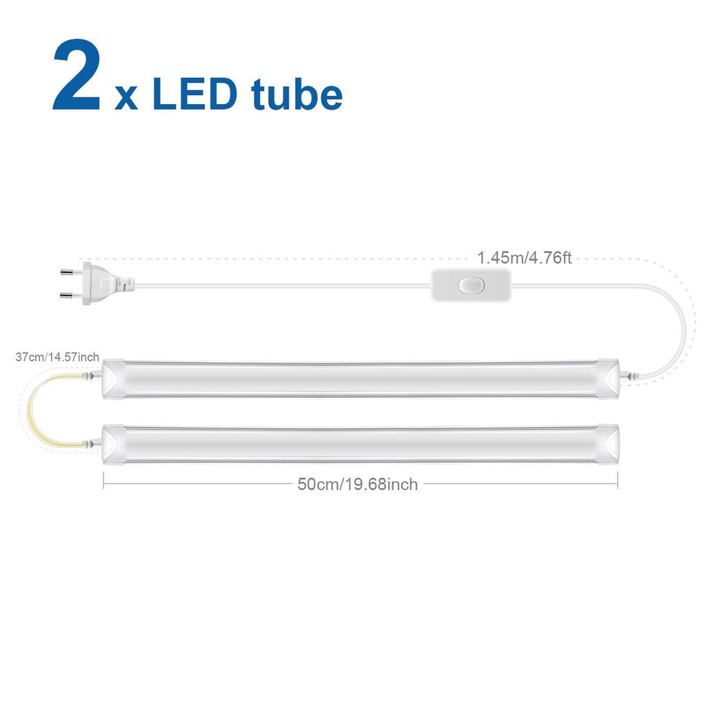 25W LED Shop Light 50CM 1.64FT T8 LED Tube Linkable Aluminium Bar Lamp For Study Garage Workbench Warehouse Cabinet Lighting