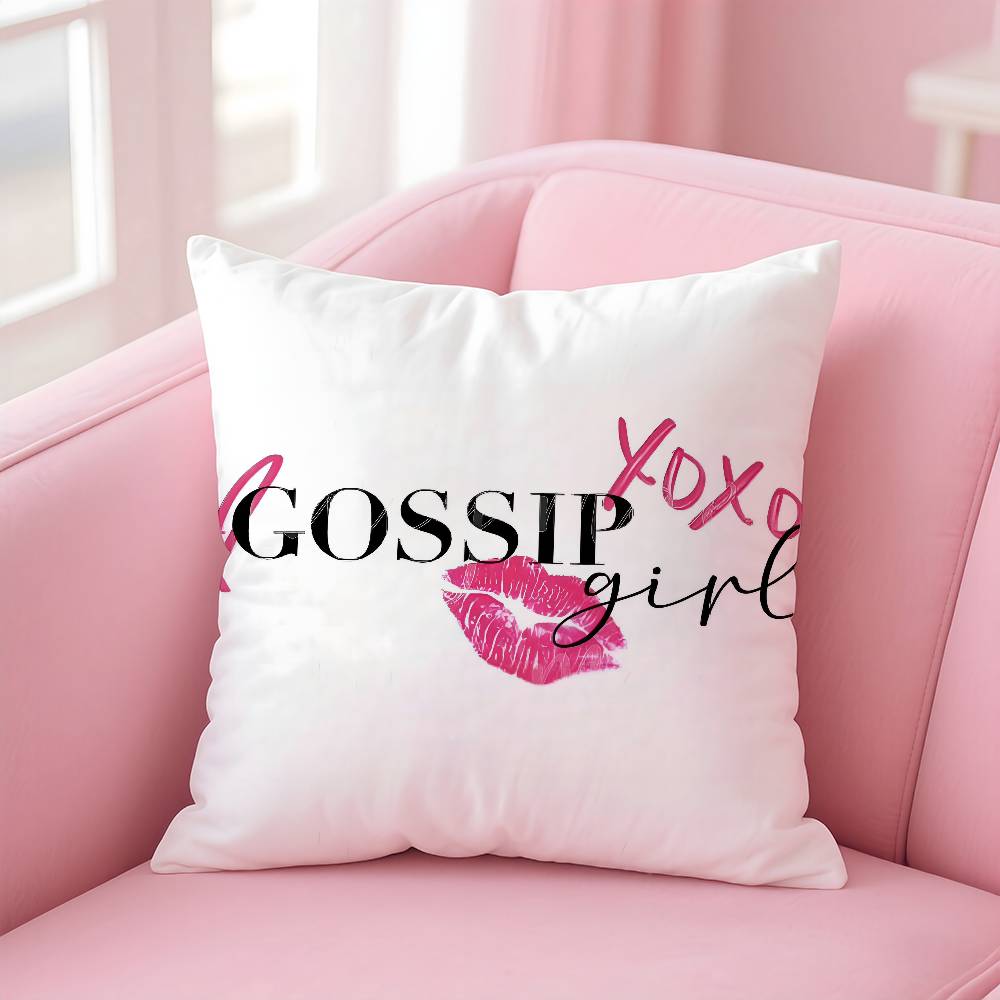 Classic Movie G-Gossip Girls Pillow Case Anti-Dustmite Pillowcase Invisible Zipper Silky Short Plush Sofa Cushion Cover