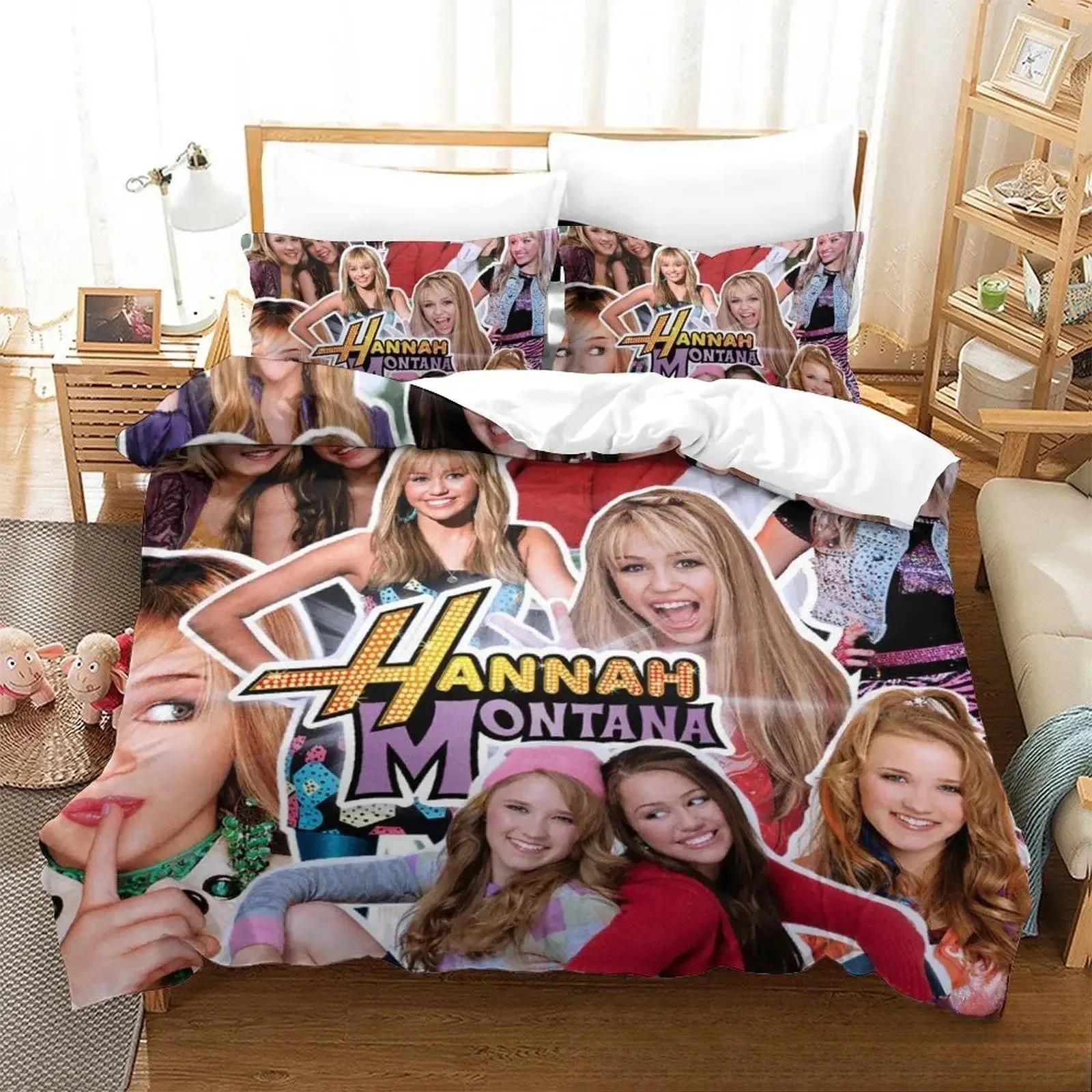 

New Hannah Montana Bedding Set Single Twin Full Queen King Size Bed Set Aldult Kid Bedroom Duvetcover Sets 3D Duvet Cover EU single(135x200cm)