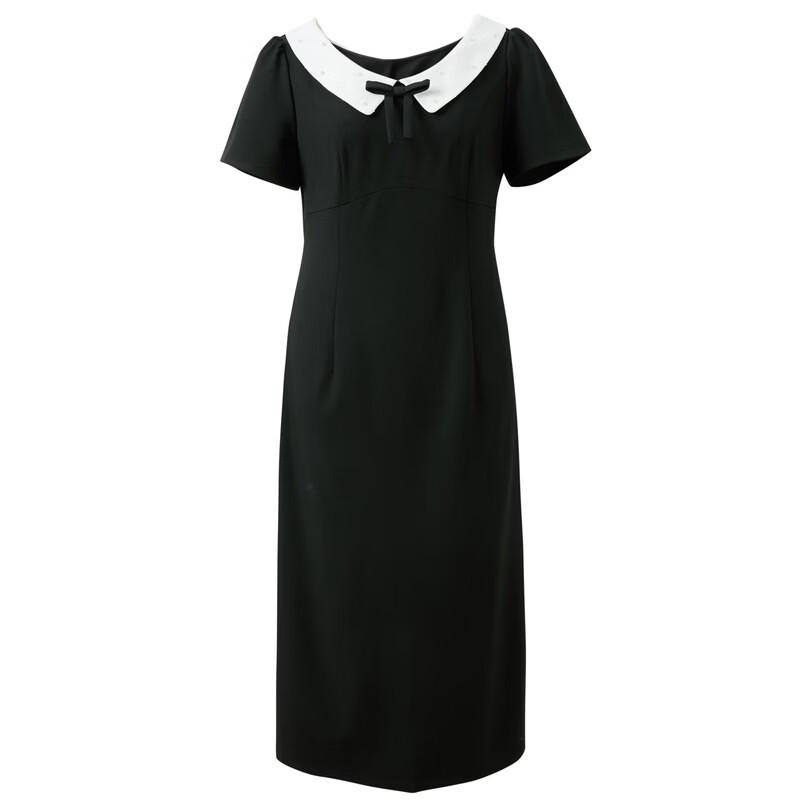 Plus Size Black Short Sleeve Straight Dress