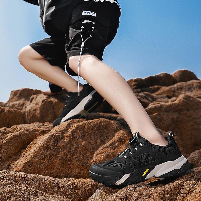 Fashion Brand Rotating Buckle Outdoor Sports Leisure Breathable Mesh Shoe Anti Slip Wear-resistant Hiking Shoes Men Comfort Travel Shoes