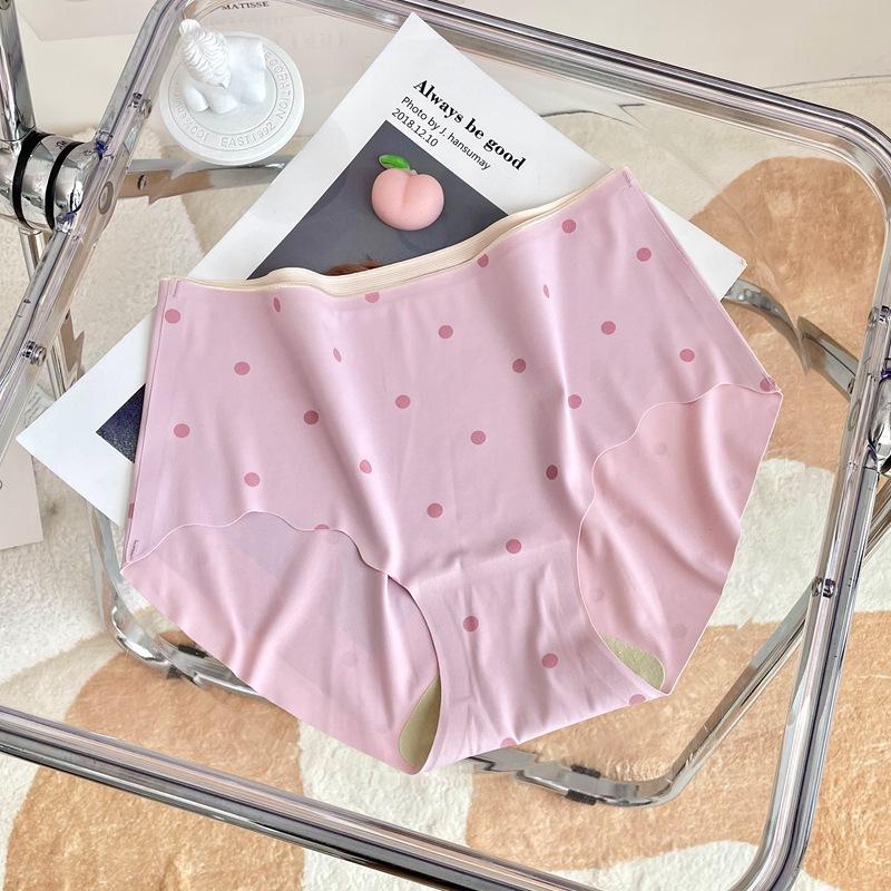 

Бесшовное нижнее белье из ледяного шелка с принтом в горошек, женские трусы, треугольные трусики со средней талией One Size