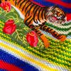 Autumn Winter Women O-neck Luxury Embroidery Tiger Striped Designer Runway Knitted Sweater Christmas Pullover Tops