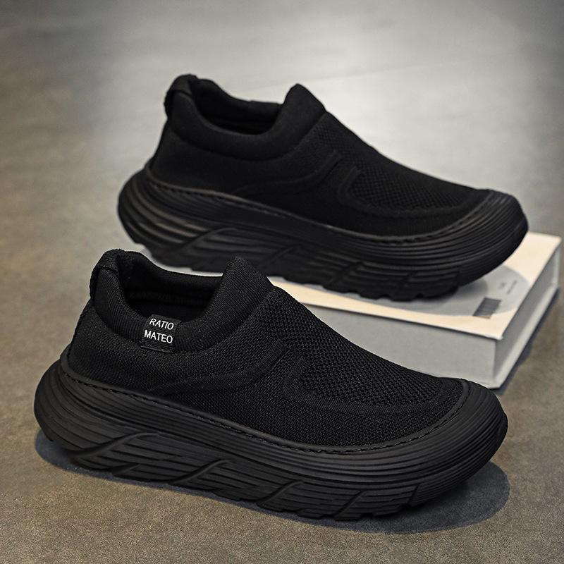 Men's Shoes Summer 2025 New Fly-woven Mesh Breathable Sports Casual Height Increase Men's One-pedal Lazy Socks Shoes