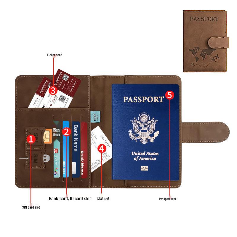 Customizable PU Leather Anti-Magnetic Passport Holder with Magnetic Buckle and Enterprise Logo