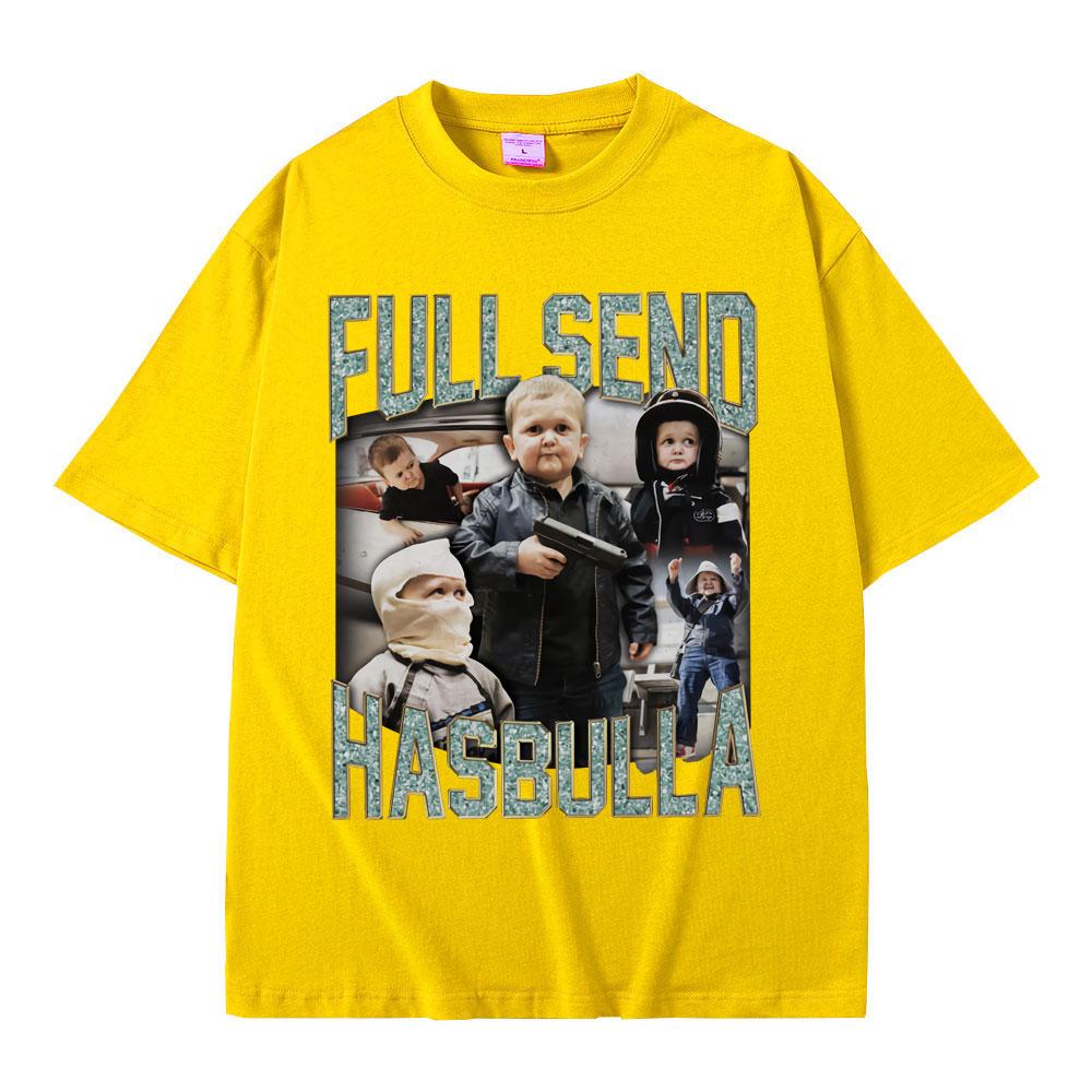 Full Send Hasbulla Magomedov T-shirts Russia Mini Khabib Blogge Fighting Funny Meme T Shirts Men Women Vintage Oversized T-shirt
