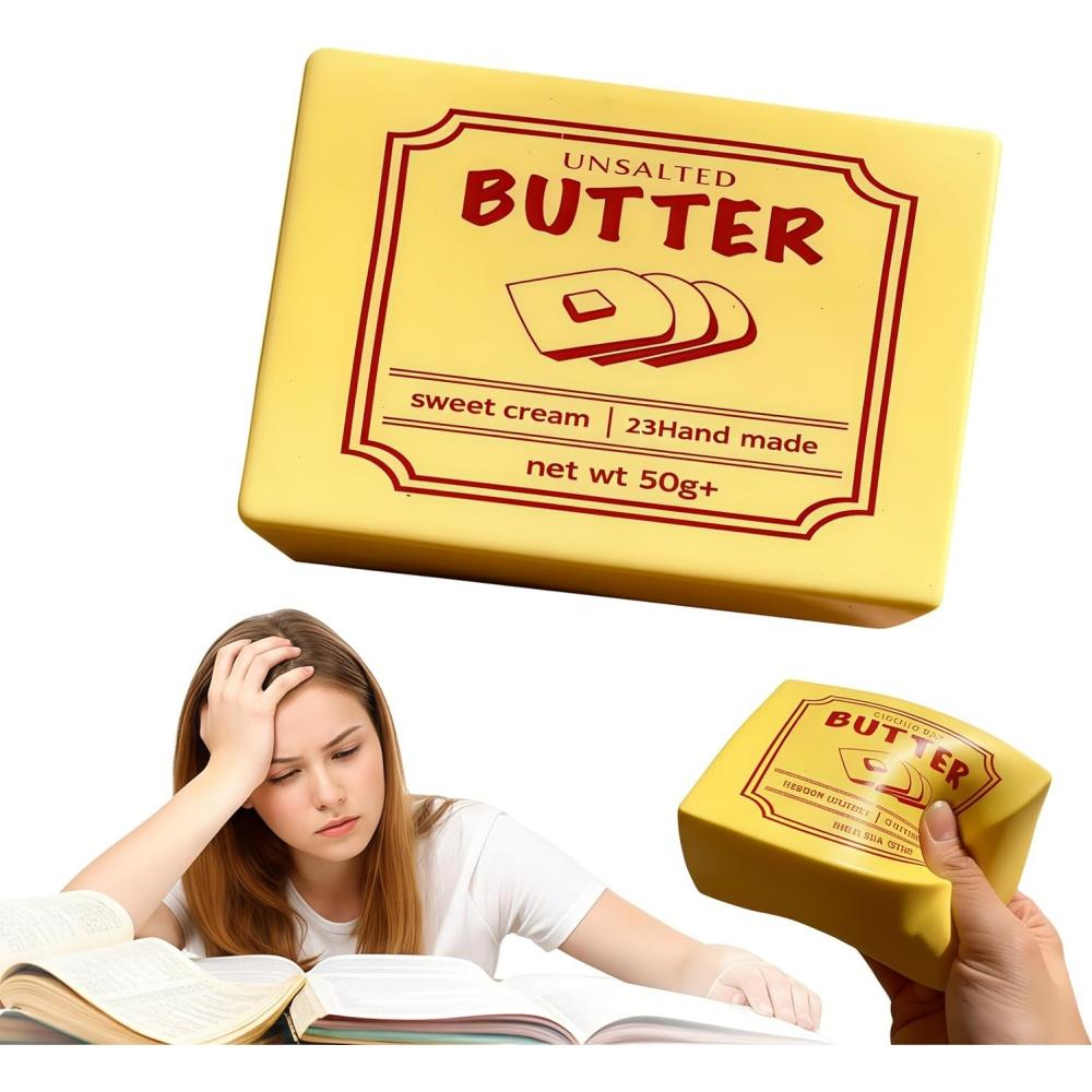 Butter Squishy Bread Viral Slow Rising Cute Butter Squeeze Stress Balls Realistic Food Squeeze Toy for Anxiety Stress Relief