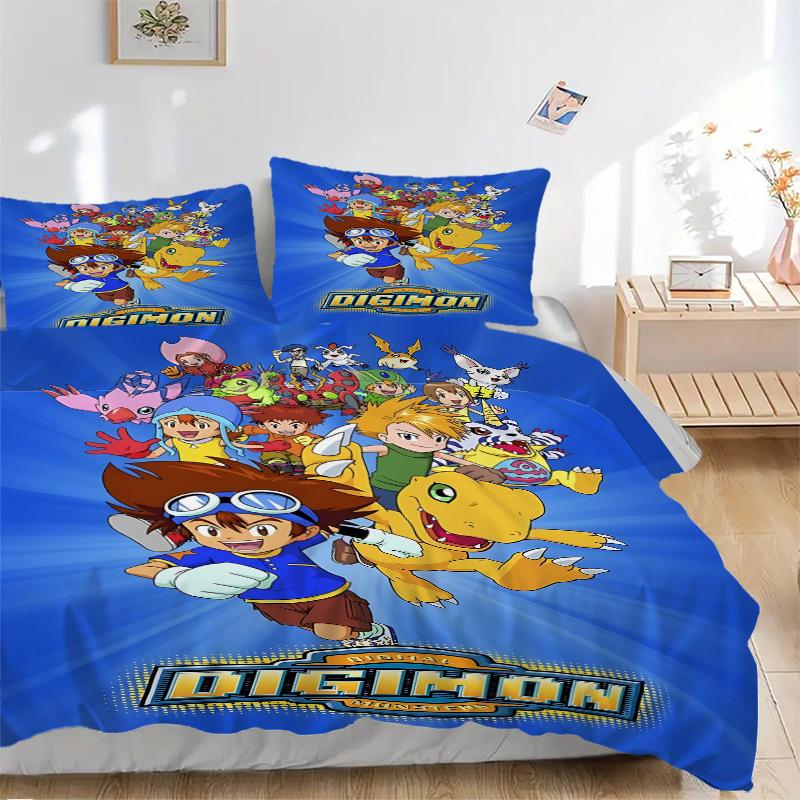 Digimon Adventure Begins Print 3Pcs Bedding Setduvet Cover With 2 Bedropillowcase Home Birthday Gift