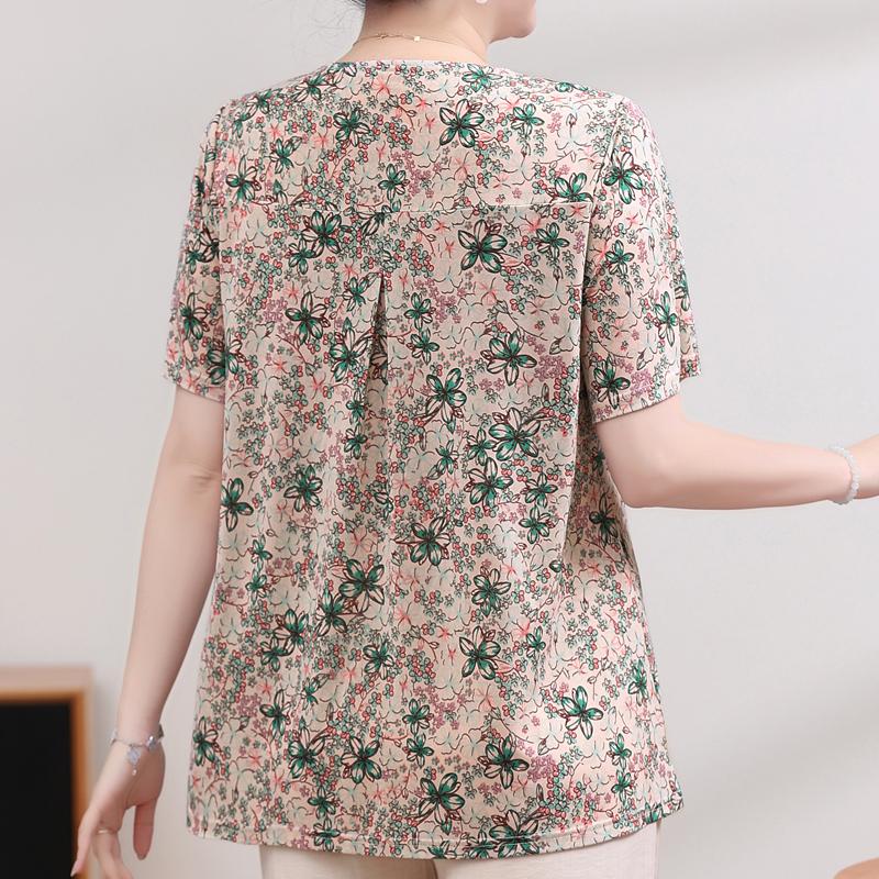 Plus Size Elegant Women's Blouses Summer Oversize Tops Woman Casual Short Sleeve Shirts