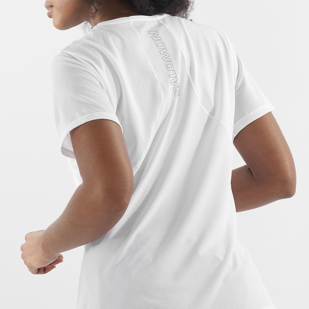 Salomon Sense Aero Logo Round Neck Short Sleeve T-Shirt Women T-Shirts White LC2099100