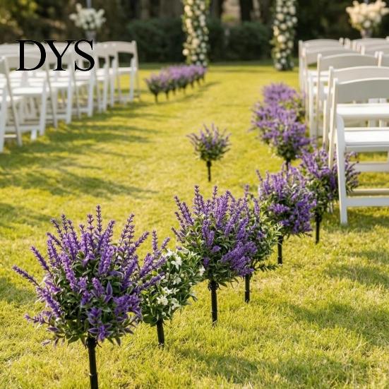 Lavender Plant For Home Artificial Topiary Ball Tree UV Resistant Fake Shrub Bushes with Retro Style Flowers Stake Realistic Plants for Wedding Patio