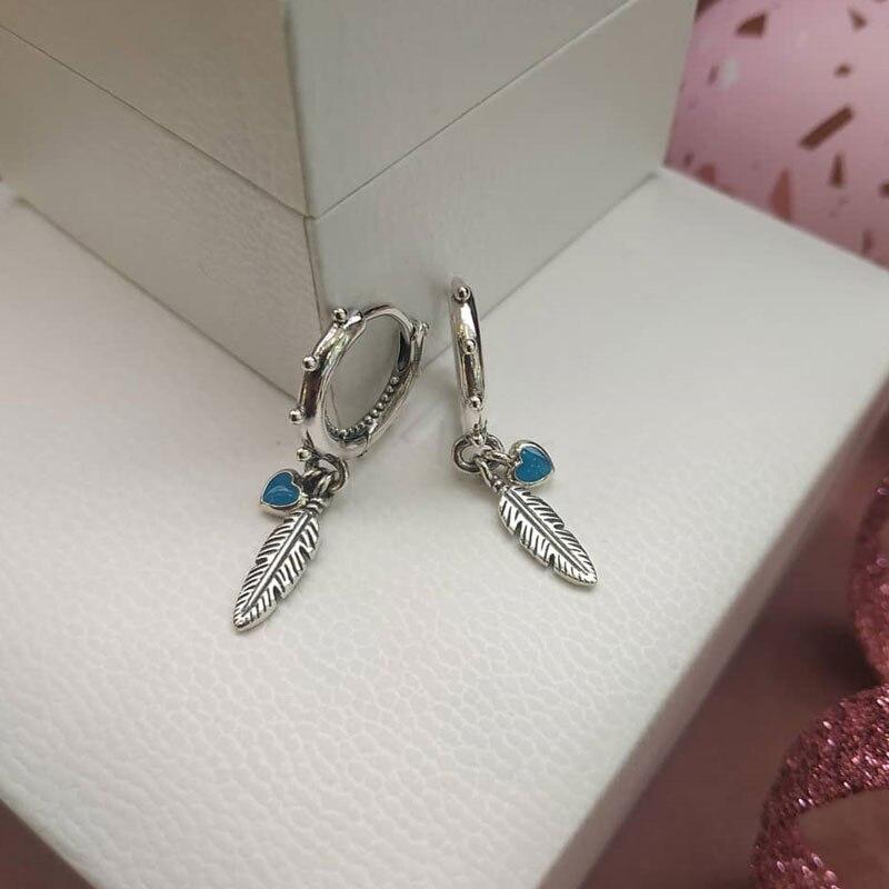 Vente Boucle d'oreille Ton Argent Pour Femmes Boucles d'oreilles Puces Plume Boucles d'oreilles Convient aux Boucles d'oreilles Originales Bijoux Fins JoyasTrendy Puce