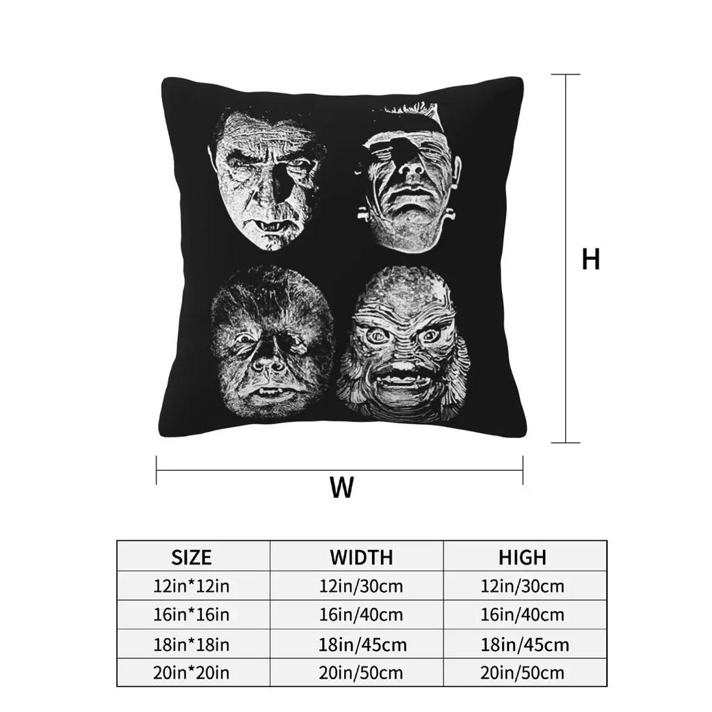 Universal Studios, Monsters,Dracula, Wolfman, Frankenstein 2 Pcs Square Pillowcase Pillow Cover Cushion Throw Pillow For Home