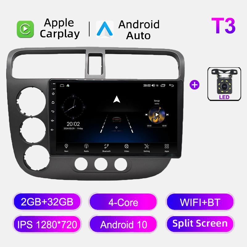Android Car Radio For Honda Civic 2000-2006 Auto Stereo Multimedia Video Player Wireless Carplay GPS Navigation Autoradio WIFI