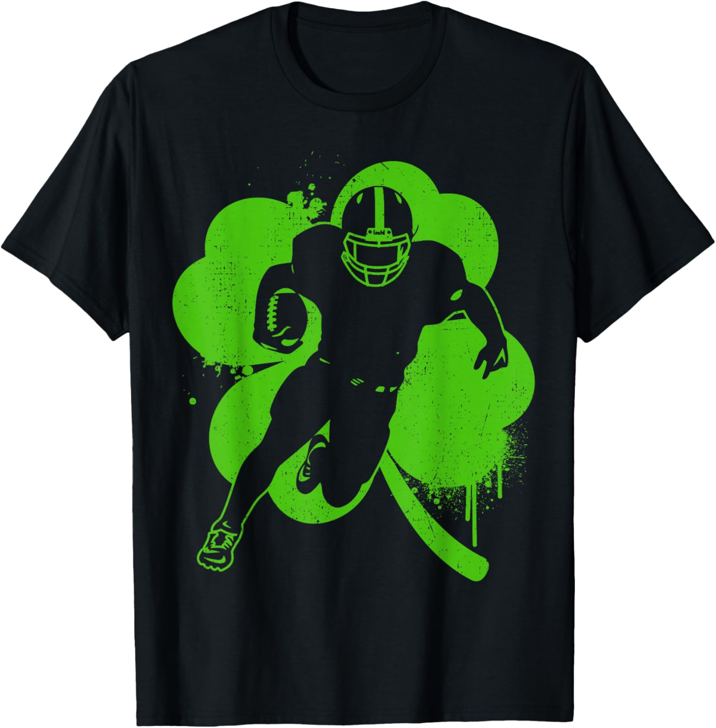 

St Patricks Day Football Player Four Leaf Clover Graphic Tee Men s Casual Sport T-Shirt 4XL