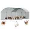 Metal Chicken Coop, 9.8x19.3x6.5 Ft Large Walk-in Chicken Runs with Cover, Doom Roof Hen House Enclosure with Security Lock