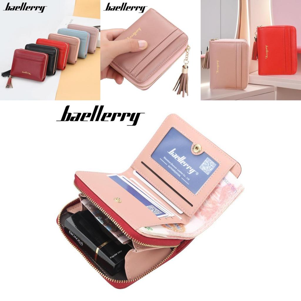 Womens Short Wallet Pu Leather Multicard Holder With Tassel Decoration For Daily Use