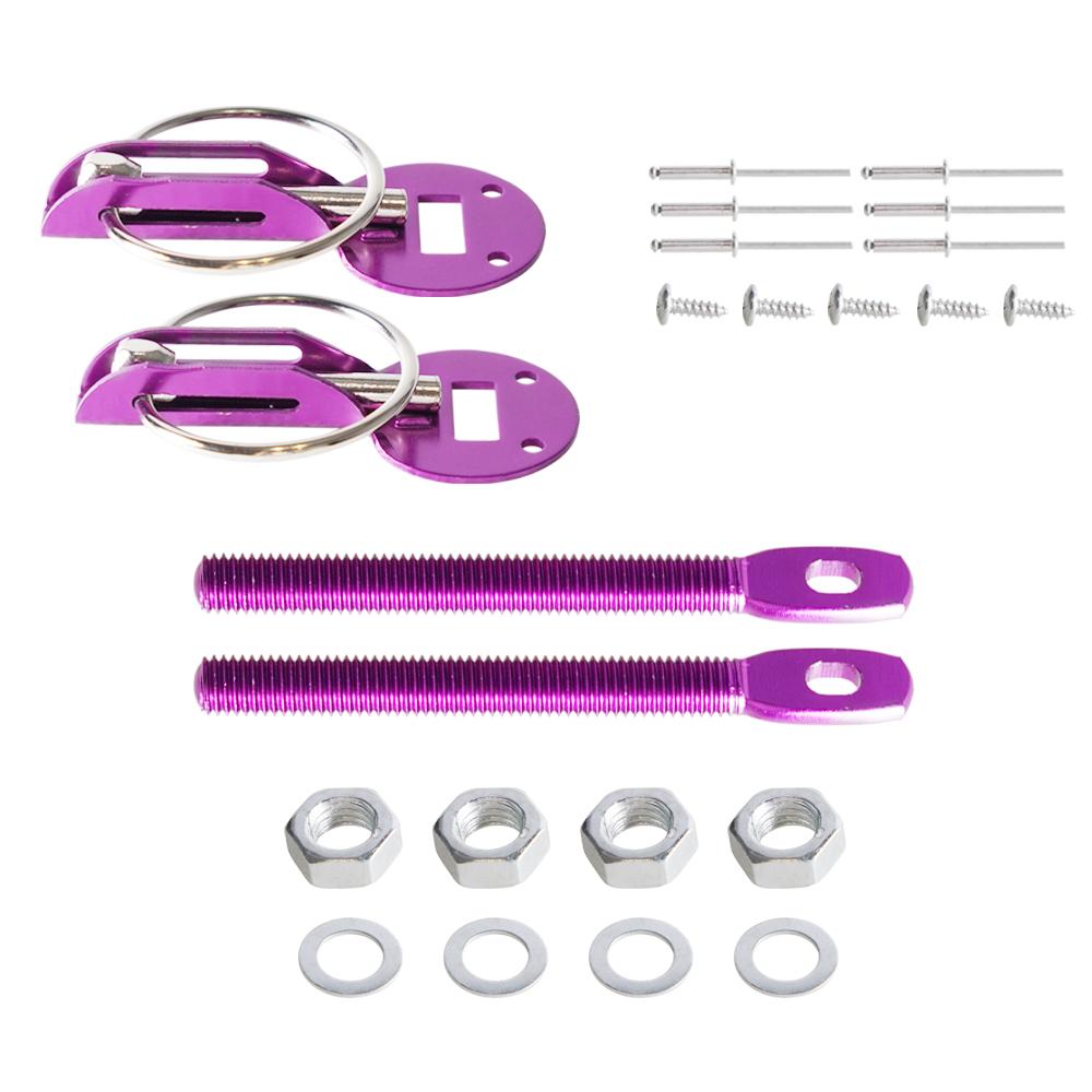 Hood Pin Kit Universal Bonnet Hood Pins Lock Latch Kit Aluminum Racing Latch Catch Pin Key Locking Kit Car Accessories Replace
