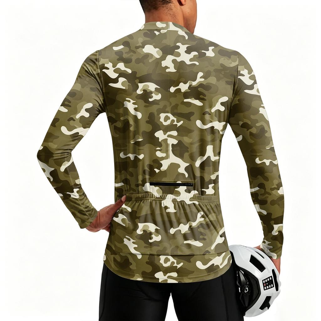 Men's Long Sleeve Cycling Jersey Breathable Quick Dry Half Zip Pullover Lightweight Athletic Top for Outdoor Sports