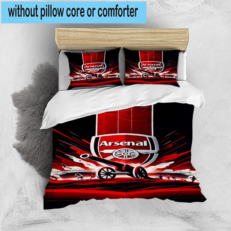 Set Biancheria da Letto Stampato con Stemma Arsenal Football Club 3 Pezzi Chiusura con Zip Include 1 Copripiumino & 2 Federe Set Biancheria da Letto Arredamento Casa Regali