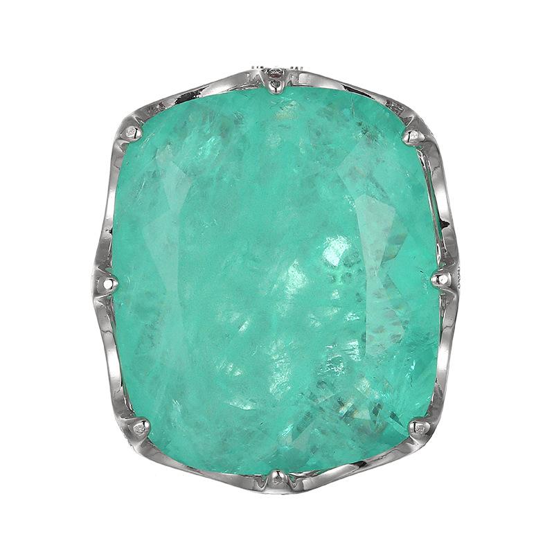 Jewelry Set Necklace Ring Paraiba Fat Rectangular Women's Retro Fashion Goods