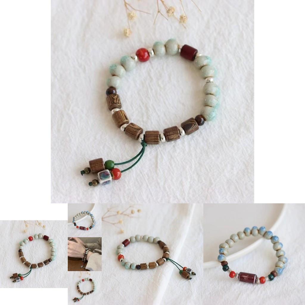 Vintage Style Jingdezhen Ceramic Bracelet Handmade Geometric Beads Artisan Jewelry
