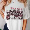 Valentine's Day Fashion T-Shirt Cartoon Cute Dog T-Shirt Casual Printed Sweet Style Pattern Round Neck Women's Printed Clothing