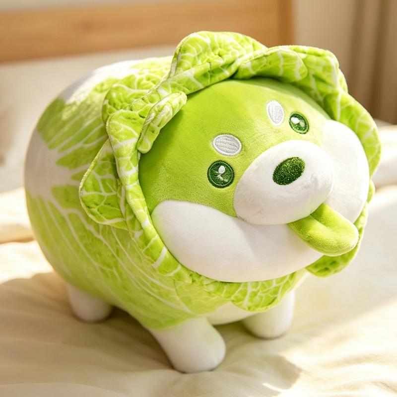 Cartoon Cute Cabbage Dog Plush Doll Green Pink Vegetable Orange Zombie Dog Animal Stuffed Toy Home Decoration Gift For Children