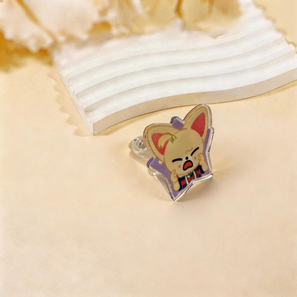 1 Anillo Acrílico de Miembro de Kpop Stray Kids Lindo Kawaii Chibi Cara de Anime Cabeza Grande, Merchandising SKZ Regalo para STAY