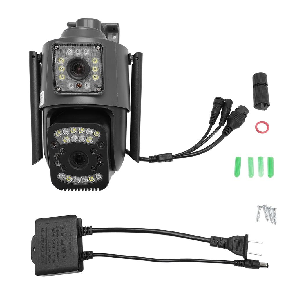 Utendørs sikkerhetskamera med dobbel linse 360 graders panoramautsikt bevegelsesdeteksjon HD WiFi