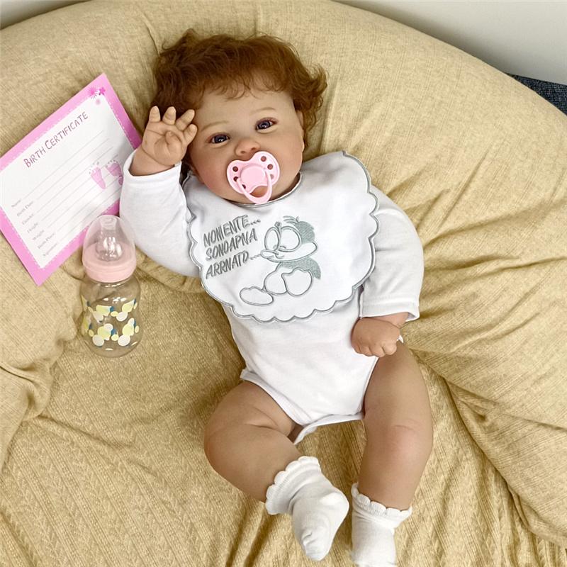 55 cm Vaskbar naturtro Myk Håndmalt Simulering Baby Reborn Dukke Barn Følger med Lek Dukke