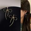 Appenda Sil Big Ribbon Gold Stud Earrings (925 Silver)