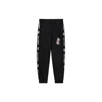 Contrast Panel Loose-Fit Drawstring Knit Sports Pants Men Bottoms Black 952217505-3