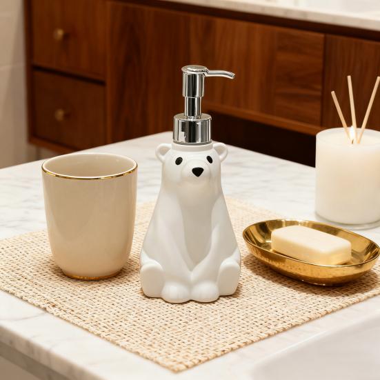 Soap Dispenser Hand Dish Soap Pump Bottle Polar Bear Design Holiday Hand Soap Dispenser Kitchen Countertop Decoration