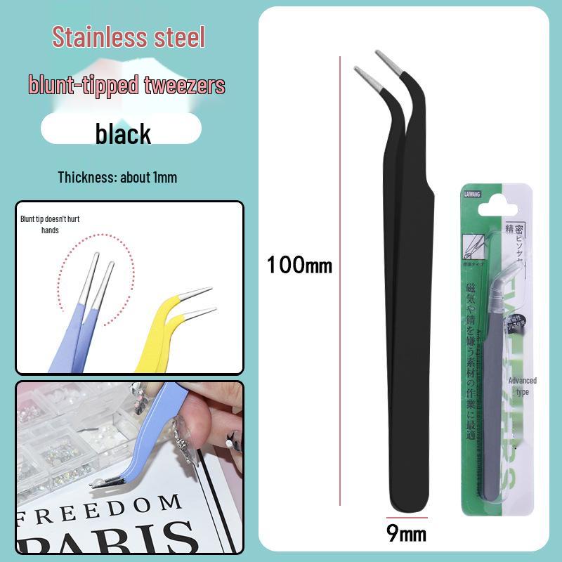 Colorful Stainless Steel Curved Tweezers for False Eyelashes and Planner Clips