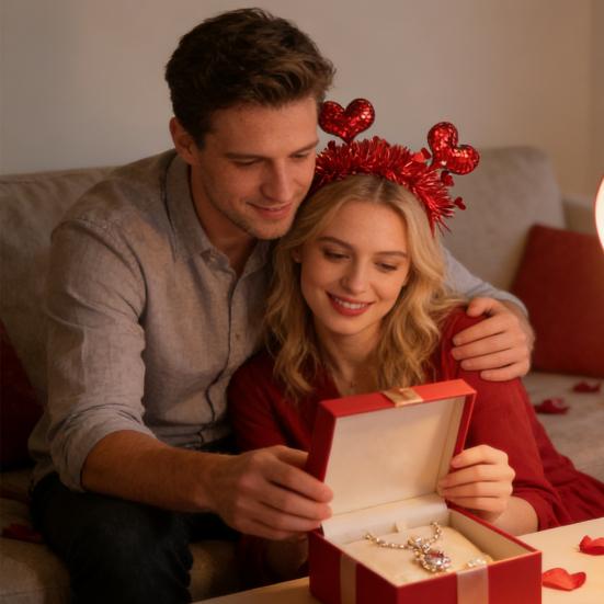 Haarreif Valentinstag Stirnband mit 3D-Herzform und glitzernden Pailletten Party Vielseitig