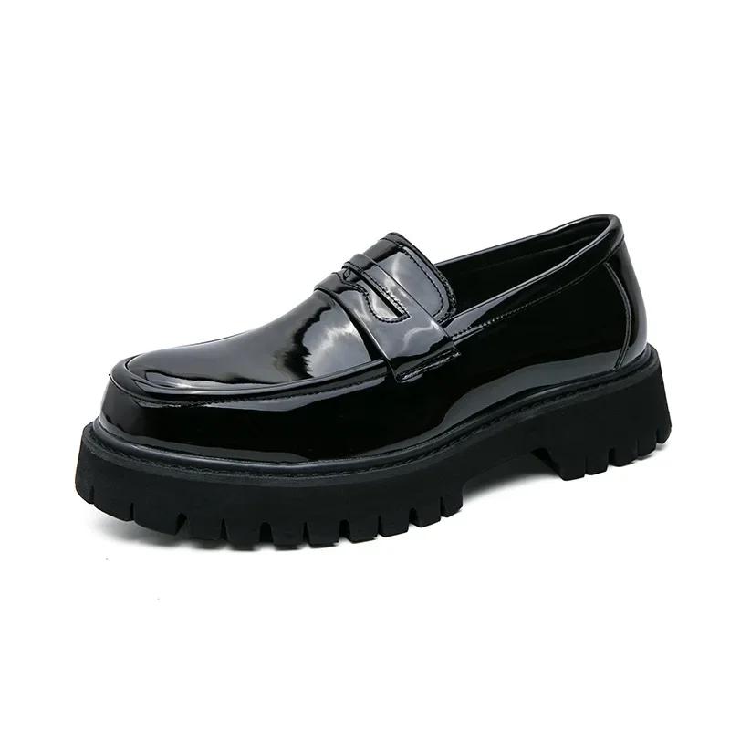 FashionFashion Casual New Designer Platform Shoes for Men Spring Autumn Cow Leather Loafers Male Increase Black Men's Shoes