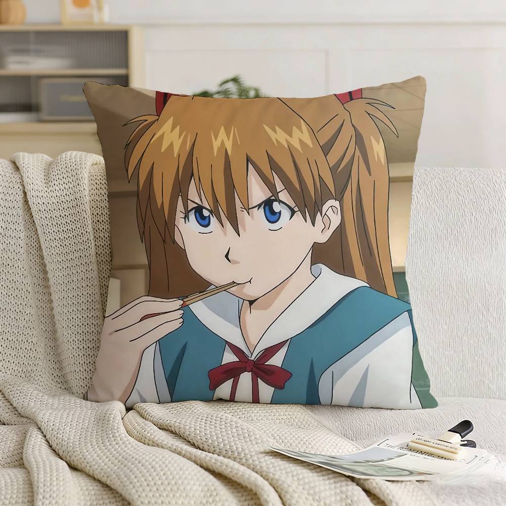 Asuka Langley Soryu Asuka Anime Girl Pillow Case Pattern Printed Pillowcase For Living Room Sofa Cushion Cover