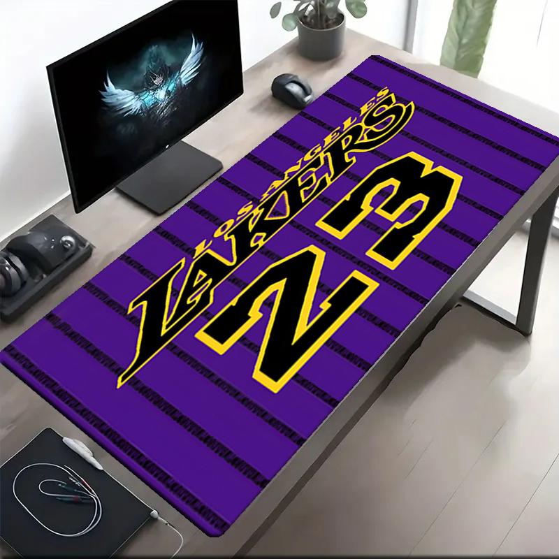 Lakers Theme Mouse Pad, Non Slip Rubber Base, Multifunctional Office & Home Decor, Perfect for Workspace Personalization.
