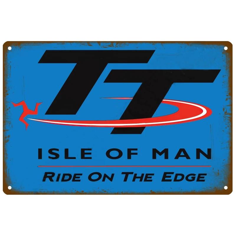 Tt Of Races Poster Vintage Isle of Man Segno di Latta Competizione Motociclistica da Corsa Retrò Placca in Metallo Arrugginito Shabby Decorazione per la Casa