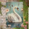 Vintage Swan Metal Tin Sign 8x12, Elegant Floral Wall Art Waterproof Iron Plaque Decor Living Room Bedroom Garden
