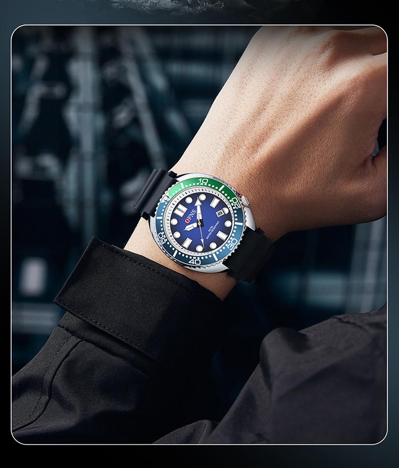 OFNS Men's Quartz Watch: Youth Casual, Waterproof Silicone Strap, Rotating Bezel, Calendar Wristwatch.
