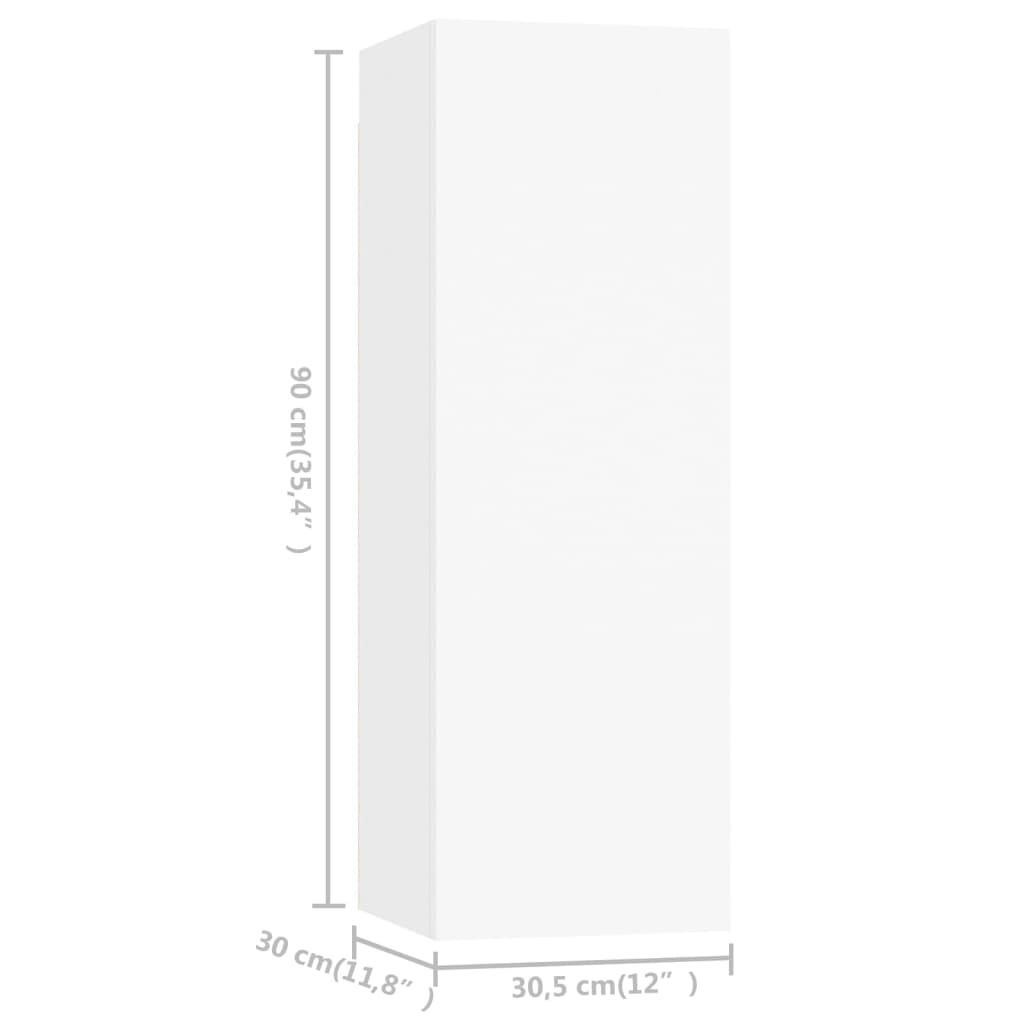 4 piece TV cabinet set white particleboard