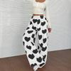Women's Casual And Fashionable Printed Elastic Waist Loose Wide Leg Pants