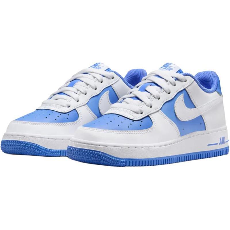 Nike Air Force 1 Anti Slip Wear Resistant Low Top Kids' Skateboarding Shoes White Blue Sneakers HV0936-100