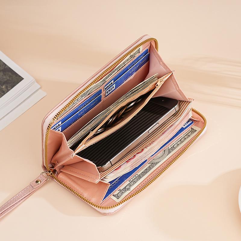 New Fashion Women Long Wallet Large Capacity Multiple Card Slots Zippered Purse Business Handbag Card Holder Wallet Coin Bag