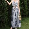 Polyester Fibre Beach Dress Solid Color Tassel Vest Elegant Knit Gown  Women