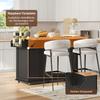 Isola Cucina Mobile con Piano di Lavoro Pieghevole, Carrello da Cucina con 3 Cassetti Verticali, 2 Ante con Ripiani e Ruote Bloccabili, 120 × 45 (70) × 87 cm