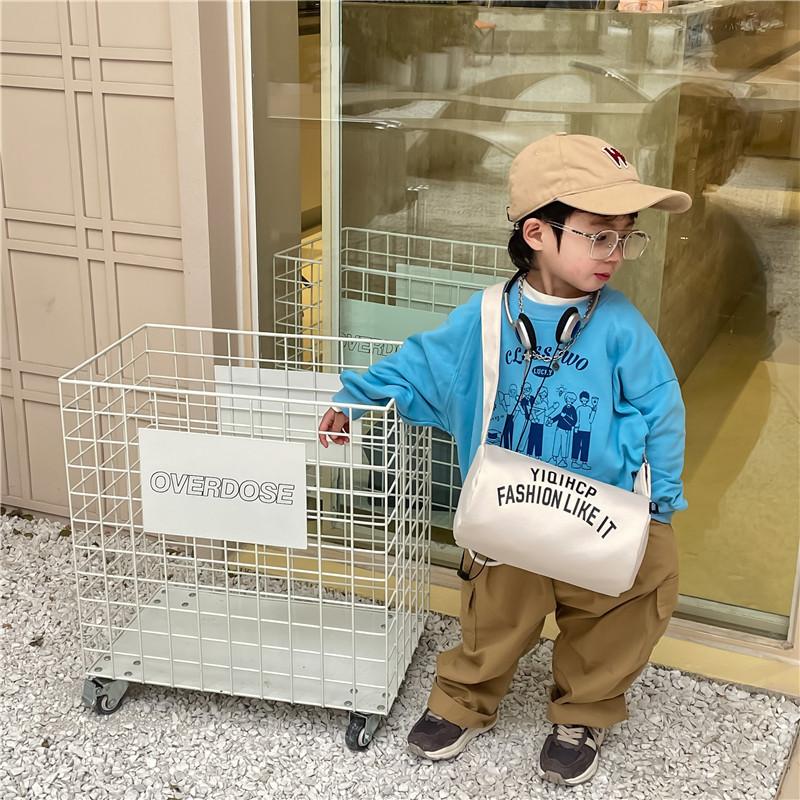 Stylish Floral Print Denim Bucket Bag For Kids Unisex Trendy Fashionable Canvas Purse